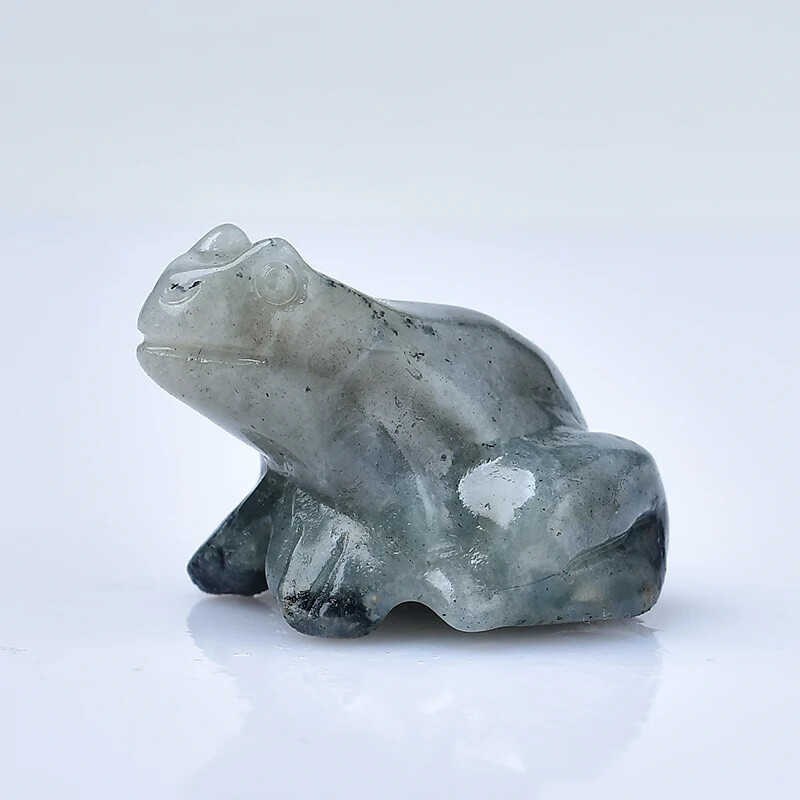 Natural Labradorite Quartz Crystal Stone Frog Carved Healing Reiki Mini Figurine