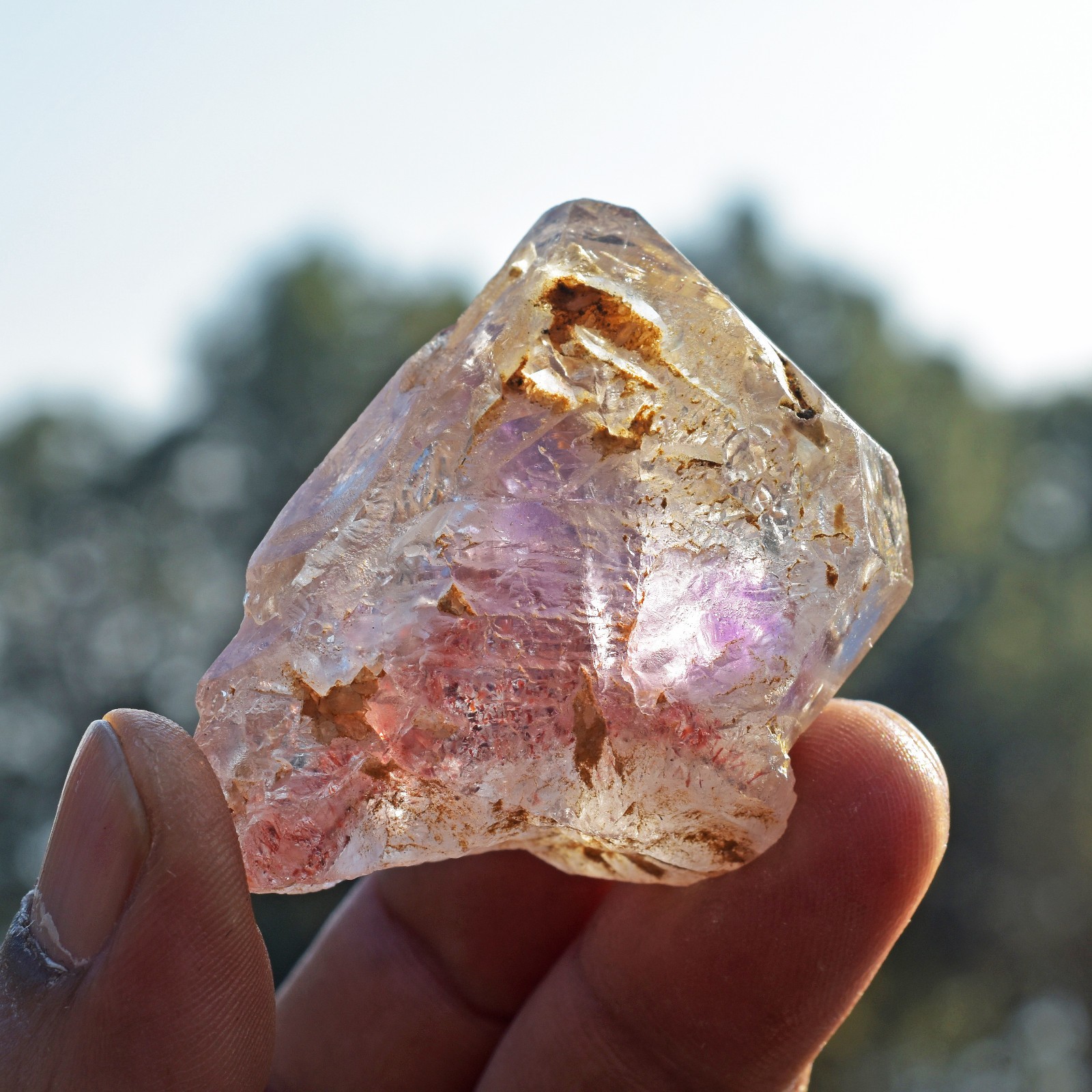 Rare Tibetan Super Seven Nirvana Ice Amethyst Smoky Quartz Fenster Crystal