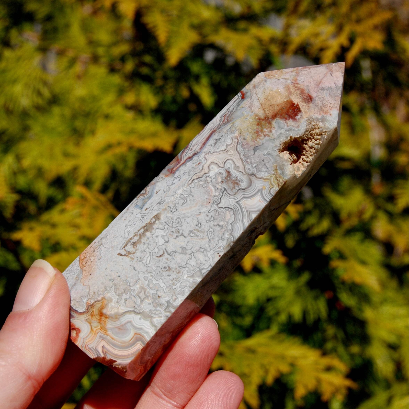 4.25in 175g Crazy Lace Agate Crystal Tower, Mexico