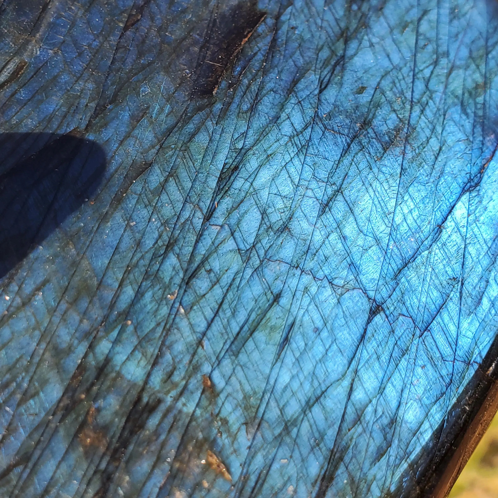 NO WAY! Double Colors on One Side Full Face Silver Green Labradorite Flash 340