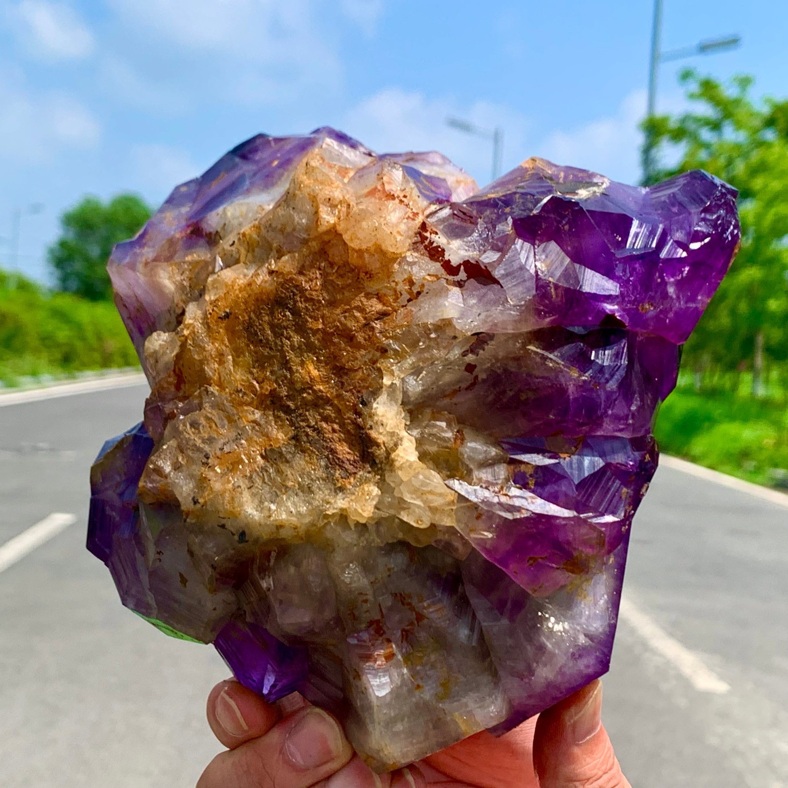 5.25LB Natural Amethyst geode quartz cluster crystal specimen Healing