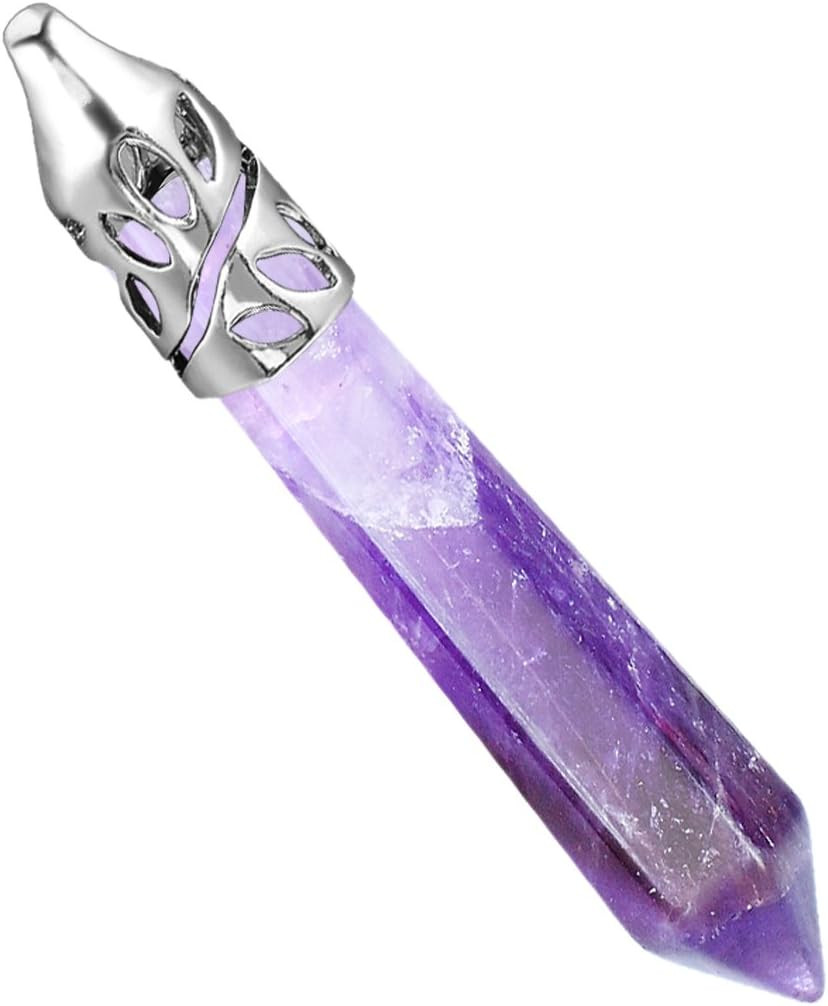 Healing Crystal Necklace for Women Men Natural Amethyst Quartz Crystal Pendant E