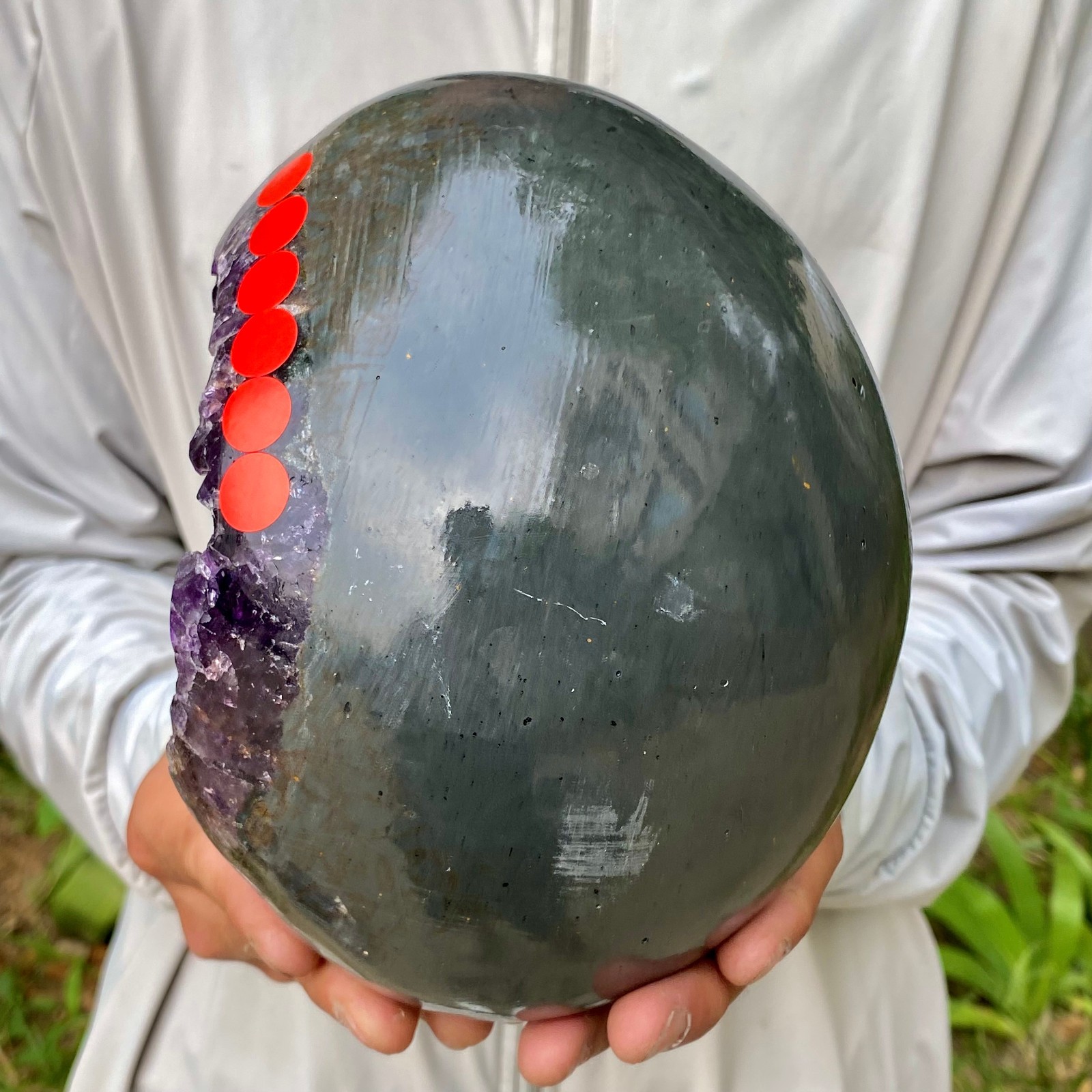 7.47LB Large Natural Amethyst geode quartz cluster crystal Egg specimen Healing
