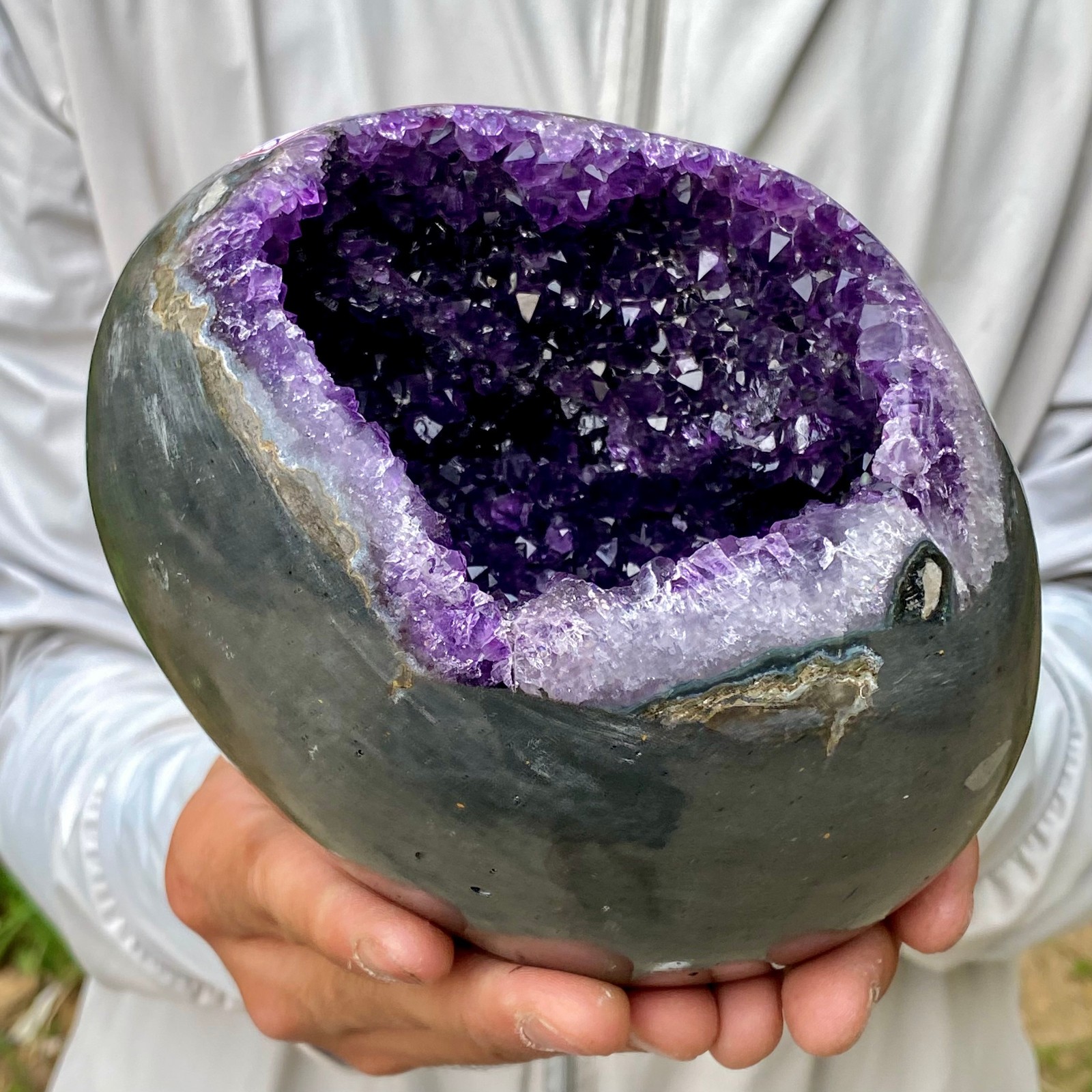 4.38LB Natural amethyst Dinosaur egg Quartz Crystal specimen healing