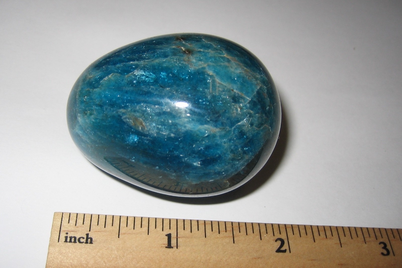 2″ BEAUTIFUL POLISHED NATURAL RICH BLUE APATITE CRYSTAL STONE EGG 112.4grams *1