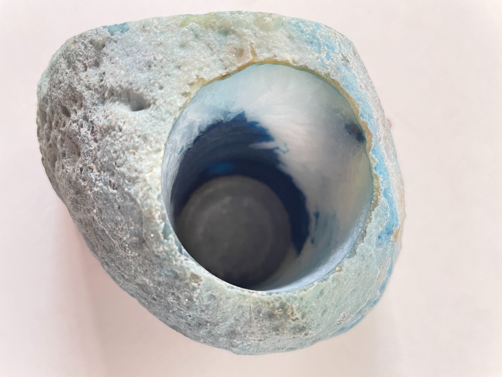 Quartz Crystal Druzy Half-Polished Blue Agate Geode Candle Holder Crystal Decor