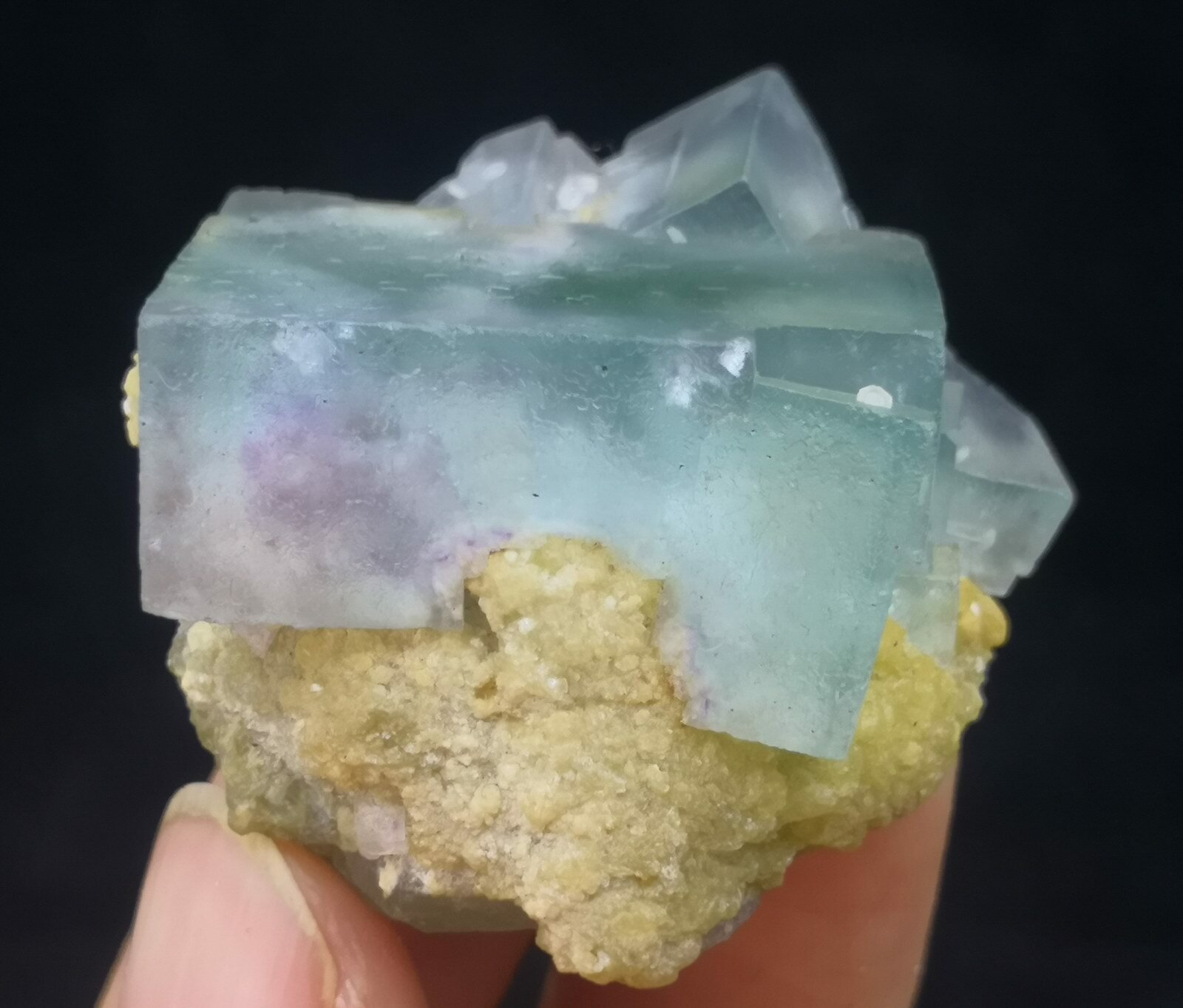 36mm Bi-COLOR Stepped cubic Fluorite with Siderite from China B8961