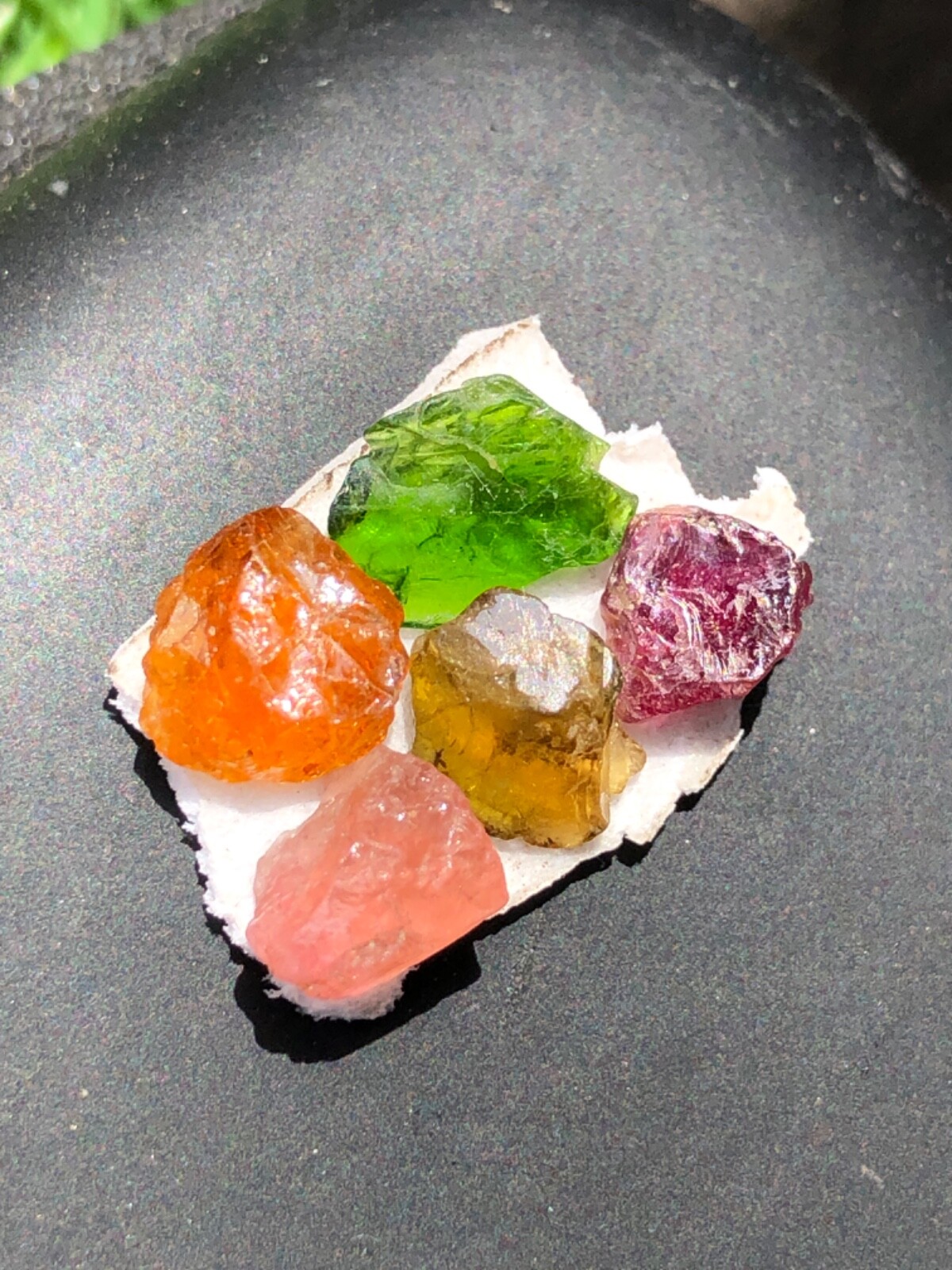 Tourmaline Rough Green Yellow Pink Purple Orange Color 5 Pieces 7 MM To 10 MM.