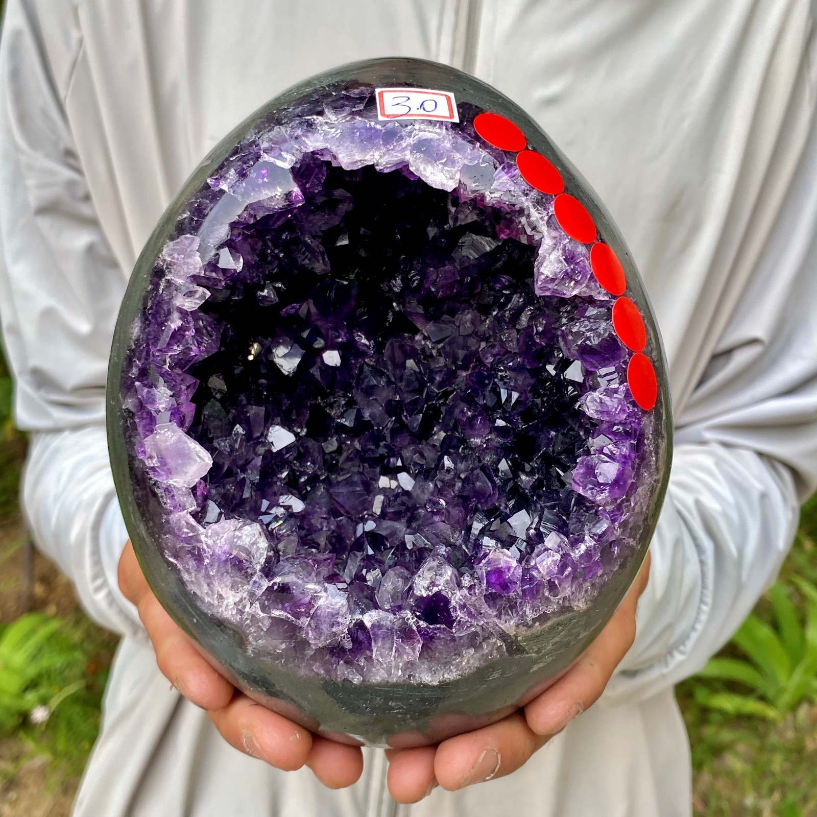 6.59LB High quality Natural Amethyst geode quartz crystal Dinosaur egg healing