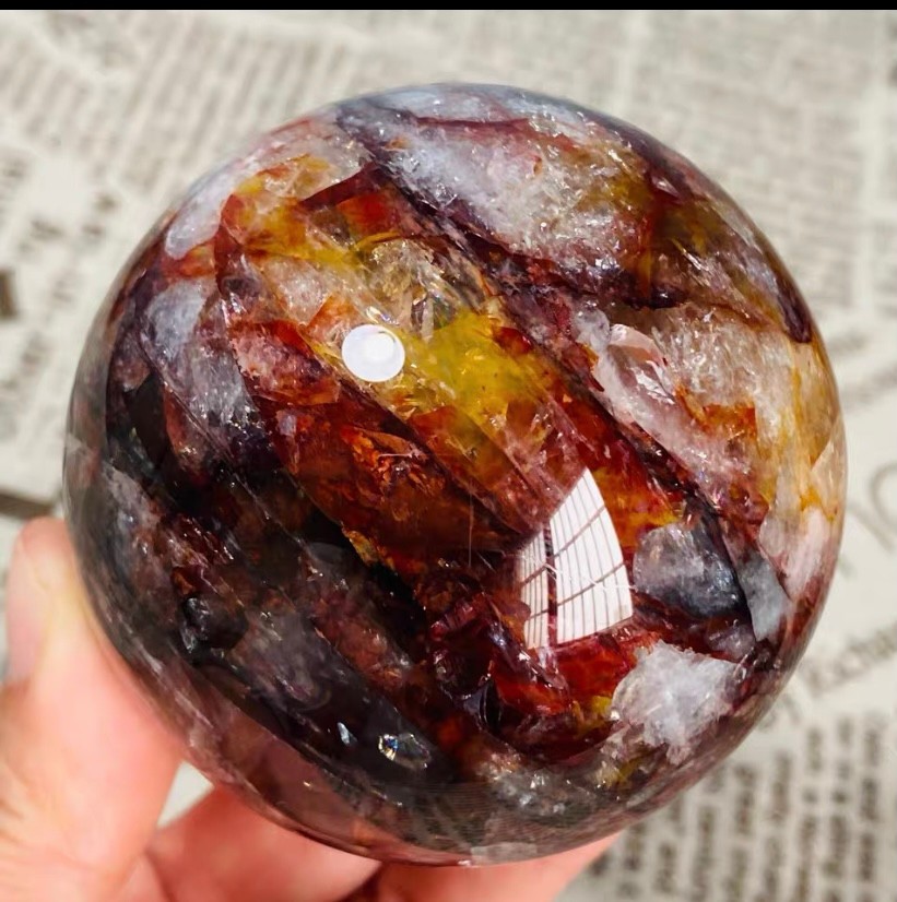 465g Natural Red Gum Flower Ball Crystal Sphere Specimen Energy Healing Reiki