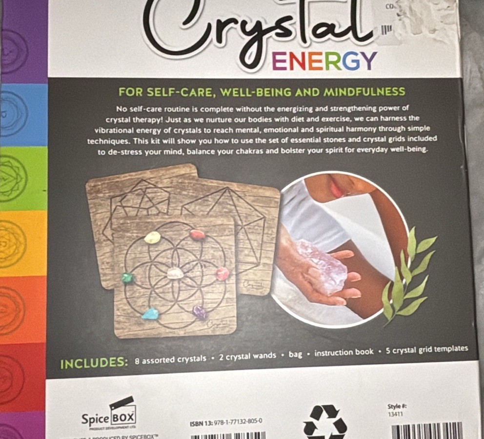 NEW Crystal Energy Kit, 8 Crystals 2 Wands 5 Grids Bag Instructions Templates