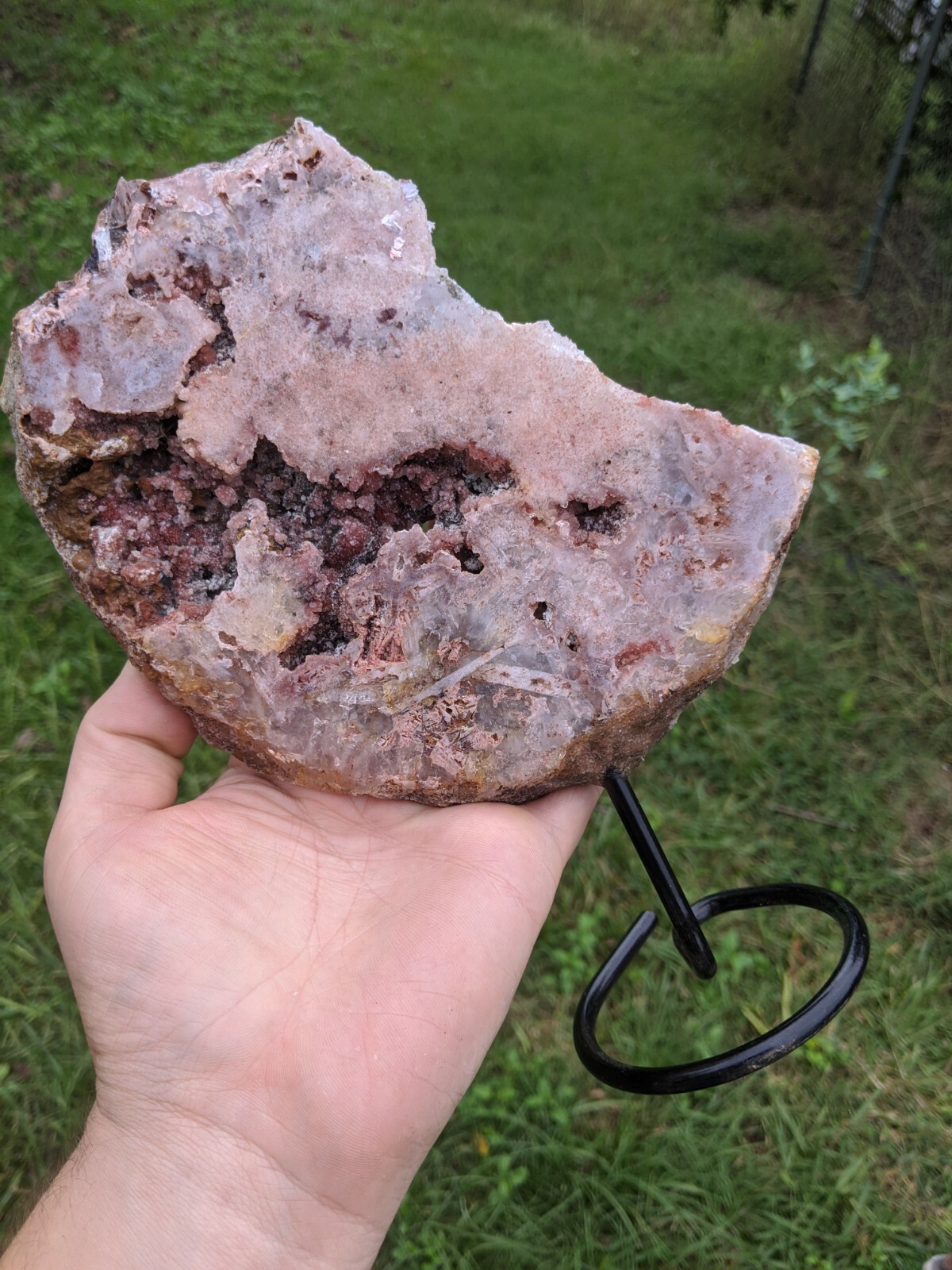 2.2lb Big Rose Pink Amethyst Crystal Cluster Display Quartz Geode