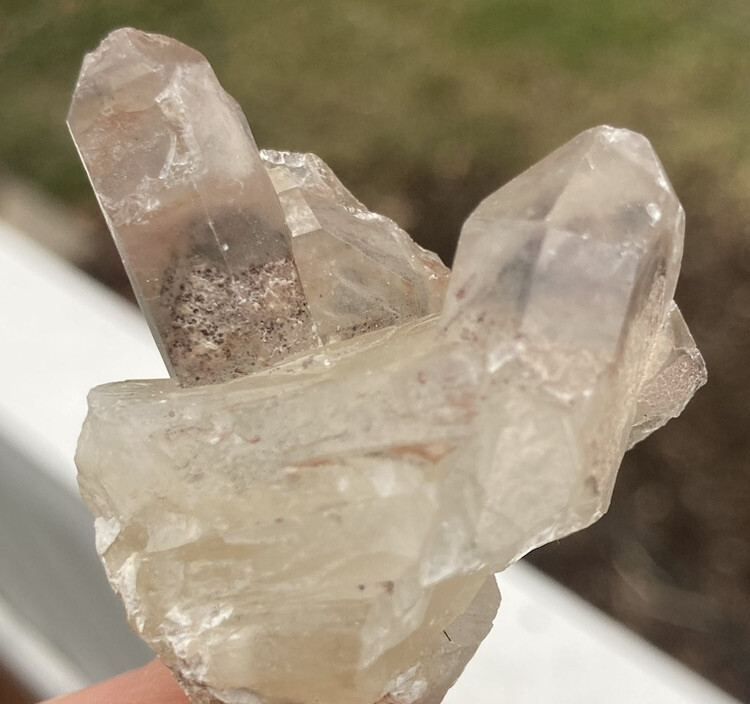 5 PCS Lot DARK RED & WHITE HEMATITE QUARTZ Phantom Crystal Point KAROI ZIMBABWE