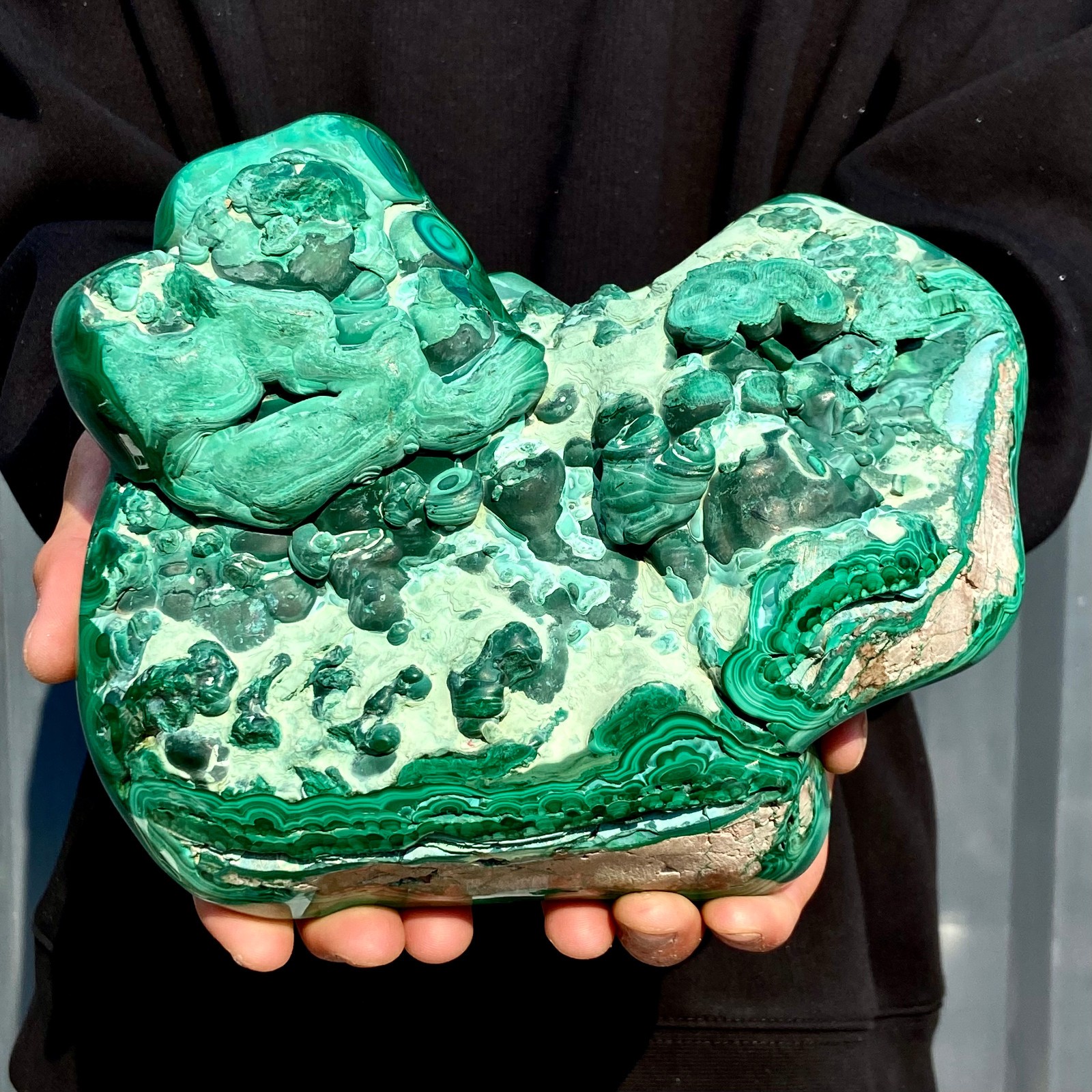 11.4LB Large Natural glossy malachite transparent cluster rough mineral sample