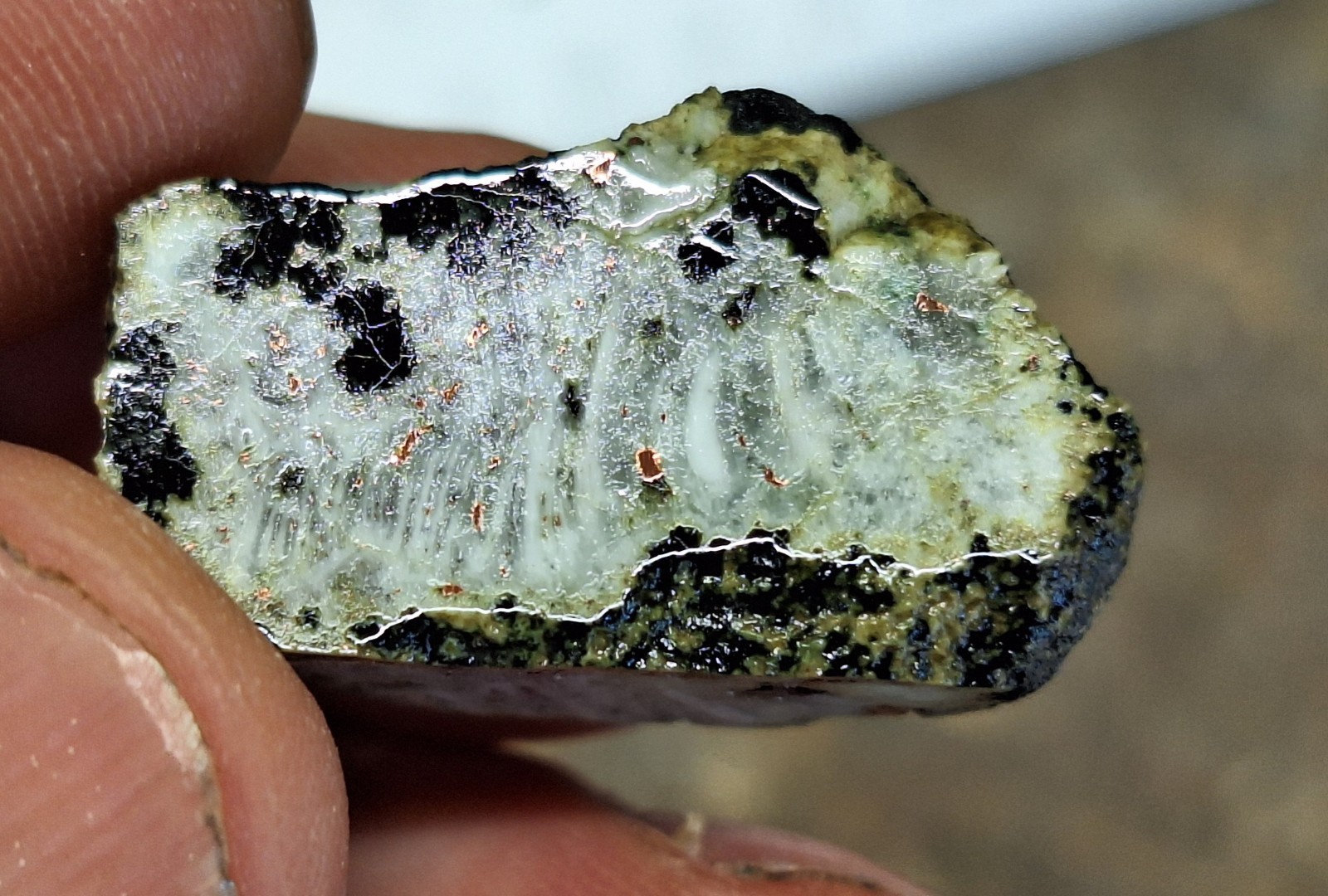 Copper Replacement Agate In Greenstone – Wolverine #2 Copper Mine – Michigan