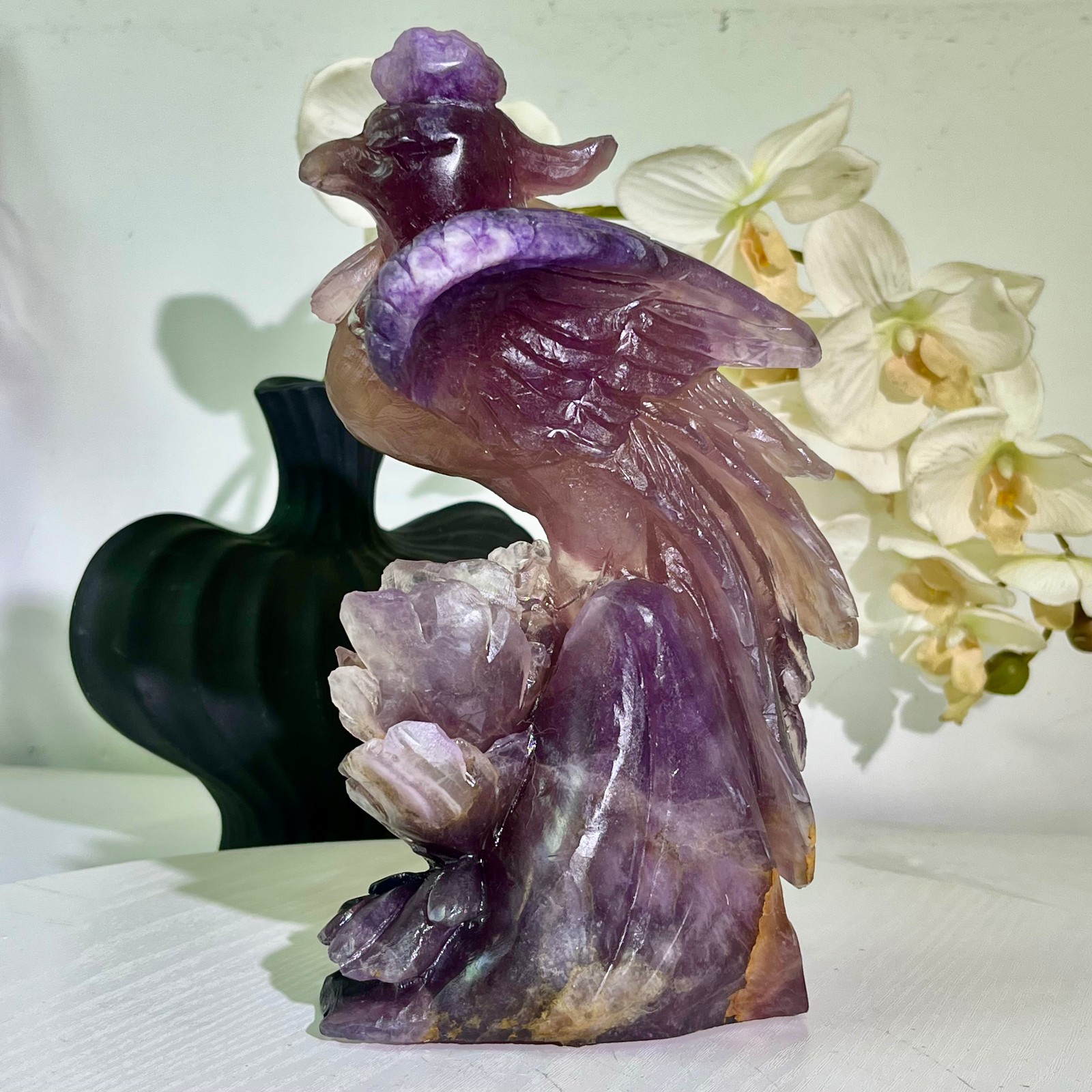 6.43LB Natural fluorite quartz products, hand carved and polished spiritual orn