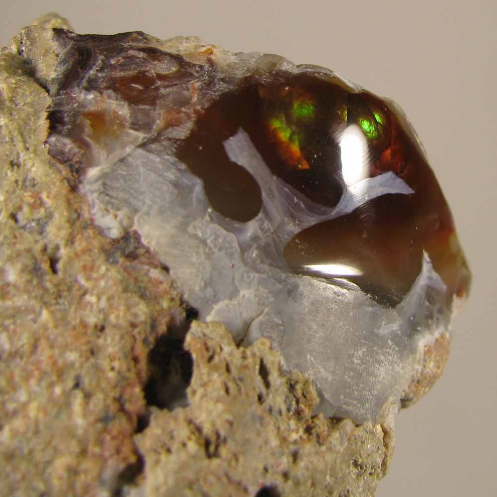 2.5″ Polished FIRE AGATE Gemstone on Matrix Rock – Mexico