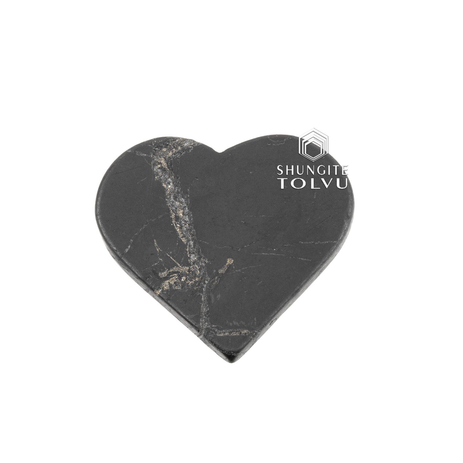 Shungite plate Heart shape, EMF protection sticker made of shungite stone, Tolvu