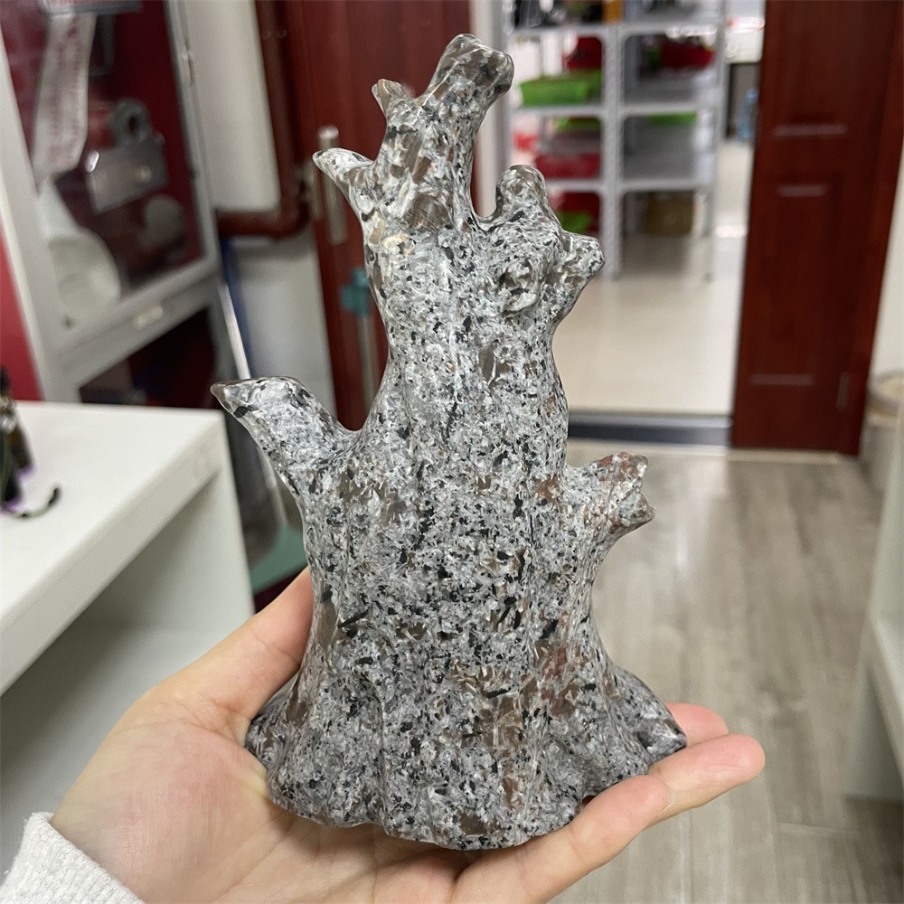 1.8LB 6.1″ Natural Yooperlite Halloween Tree Statue Crystal Carving Heal Decor