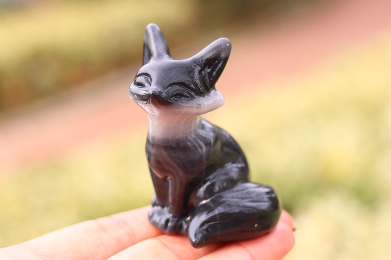 Natural Tai Chi Stone Quartz Crystal Carved Fox Polished Reiki Healing 1pc