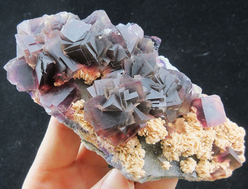 12.7cm purple FLUORITE&Barite crystal mineral specimens,AnHui,China!
