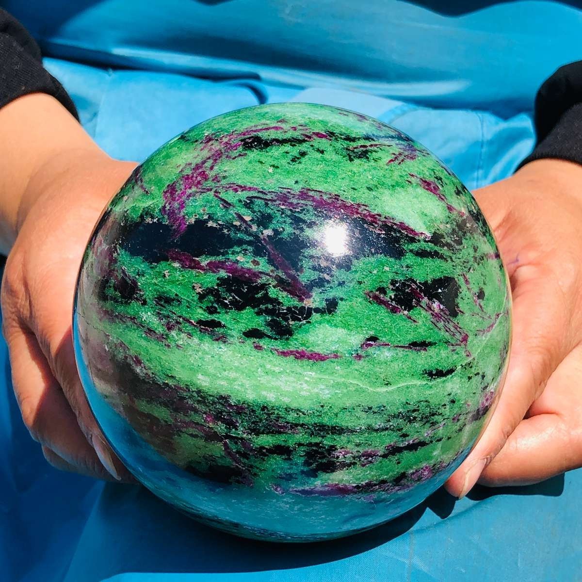 5.67 LB Large Natural Ruby Zoisite Sphere Crystal Healing Stone Specimen 5158