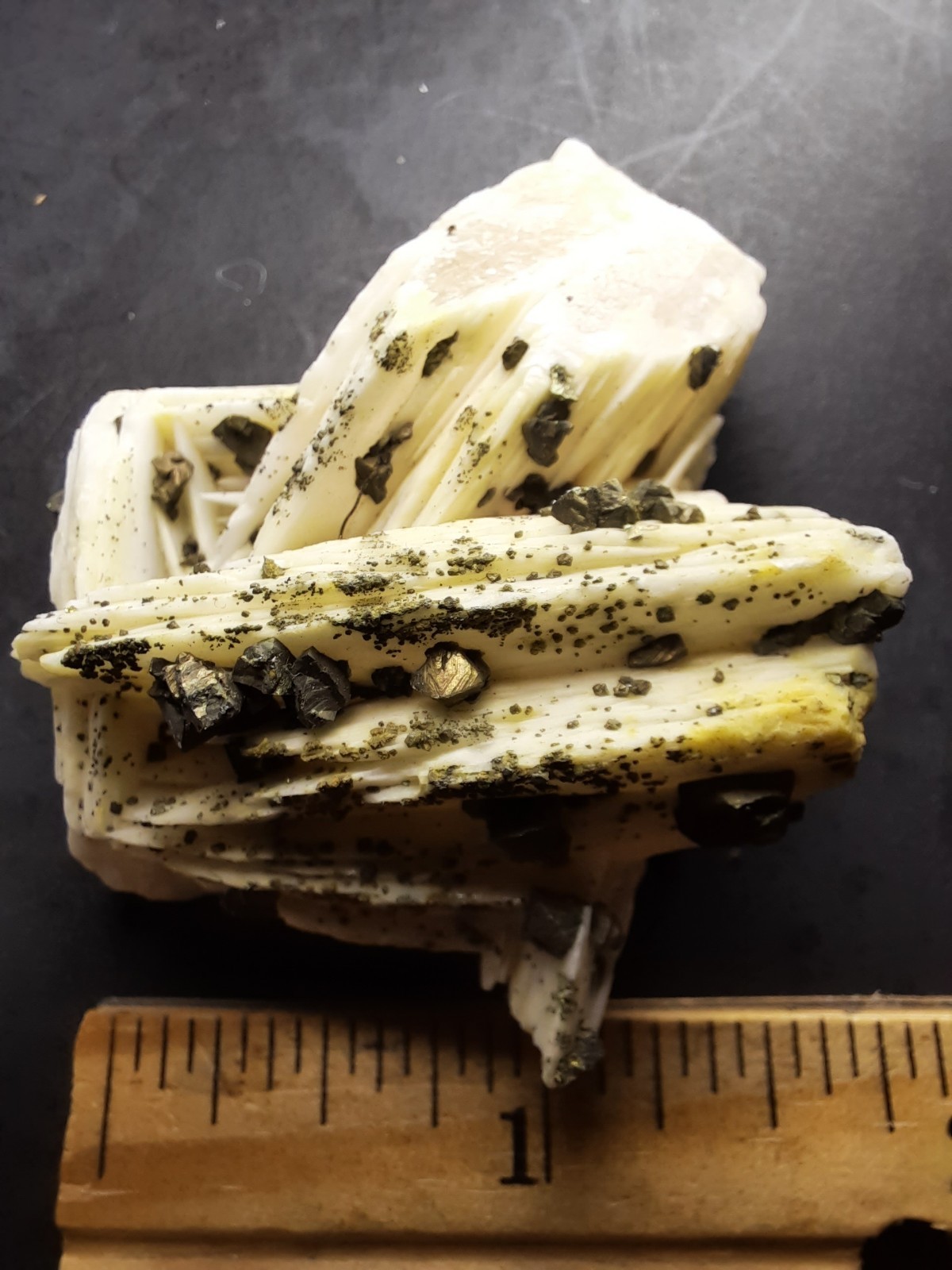 Pyrite Crystals on Barite, Morocco 2 1/2 x 1 5/8th x 1 inch
