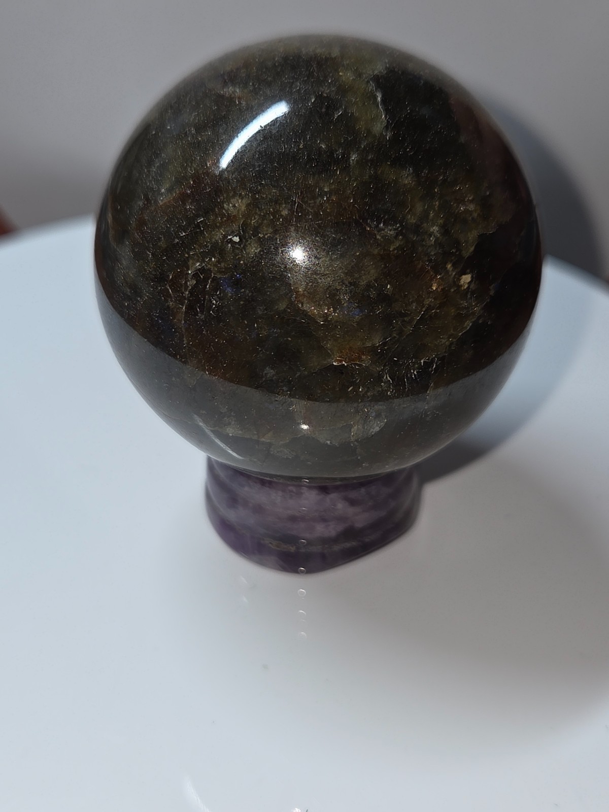 Natural Purple Amethyst Gemstone 27mm wide Sphere Stand