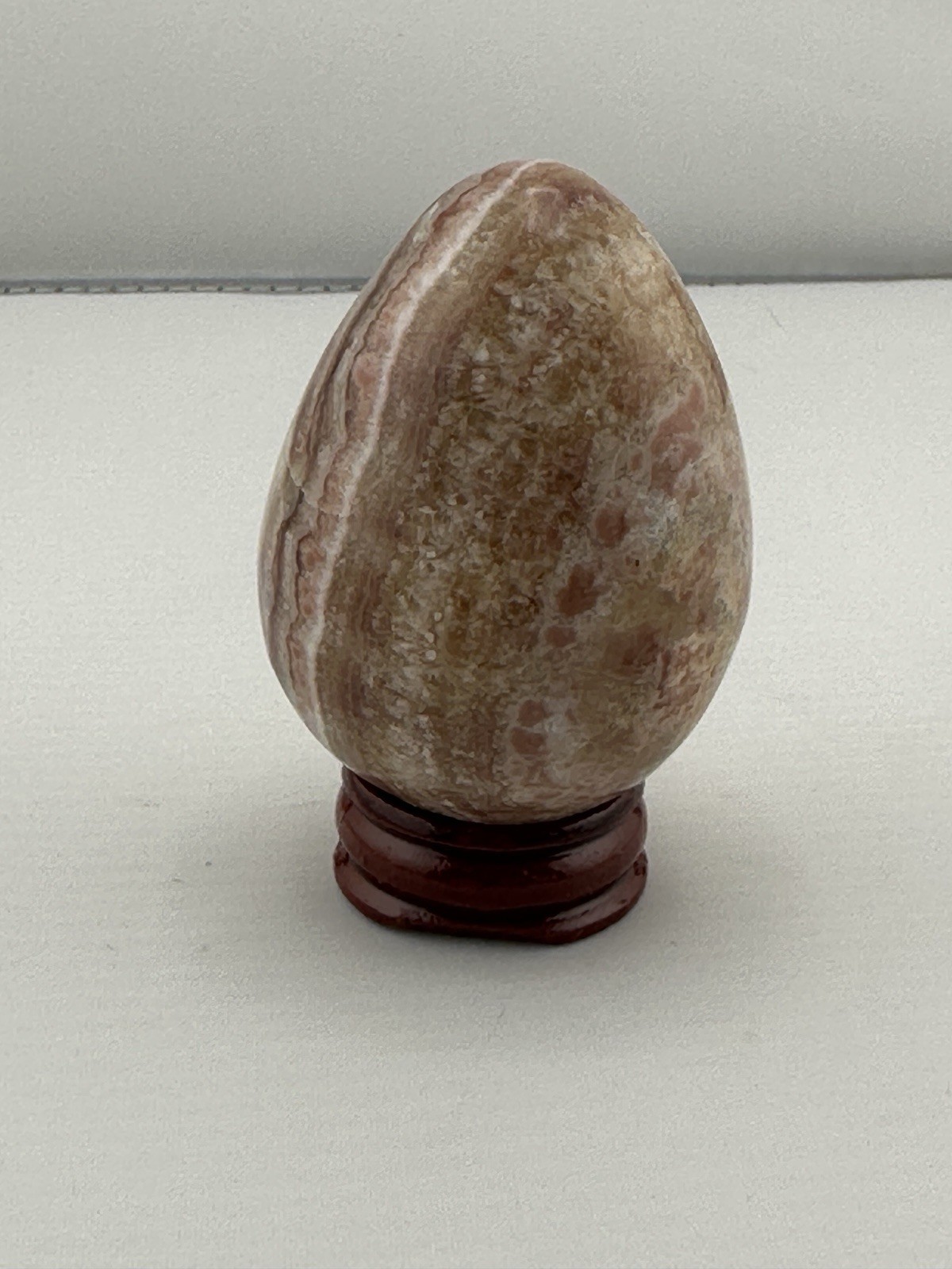 Stunning Banded Agate Onyx Egg Crystal Formations W/ Stand 2.5″ Cream Browns