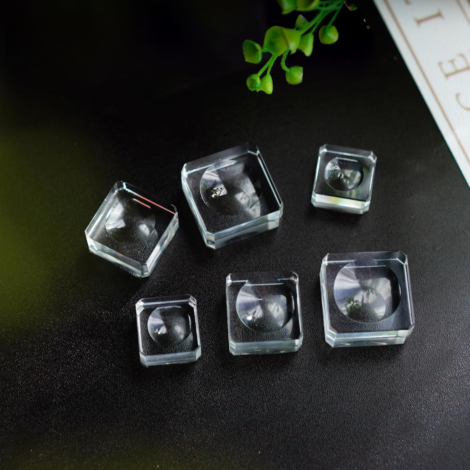 6 Pack Square Crystal Display Bases for 3D Laser Balls 6pcs Glass Stands for Cry