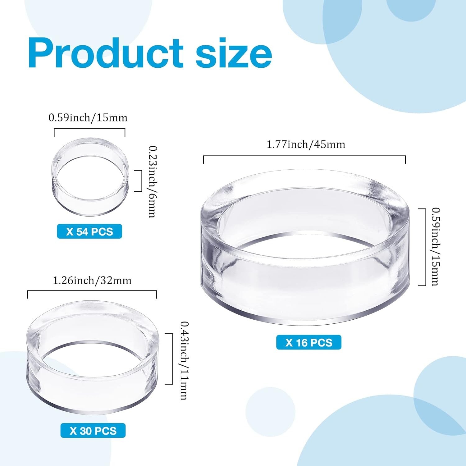 100PCS Clear Acrylic Crystal Sphere Stands Egg Holders for Balls Marbles 3 Sizes