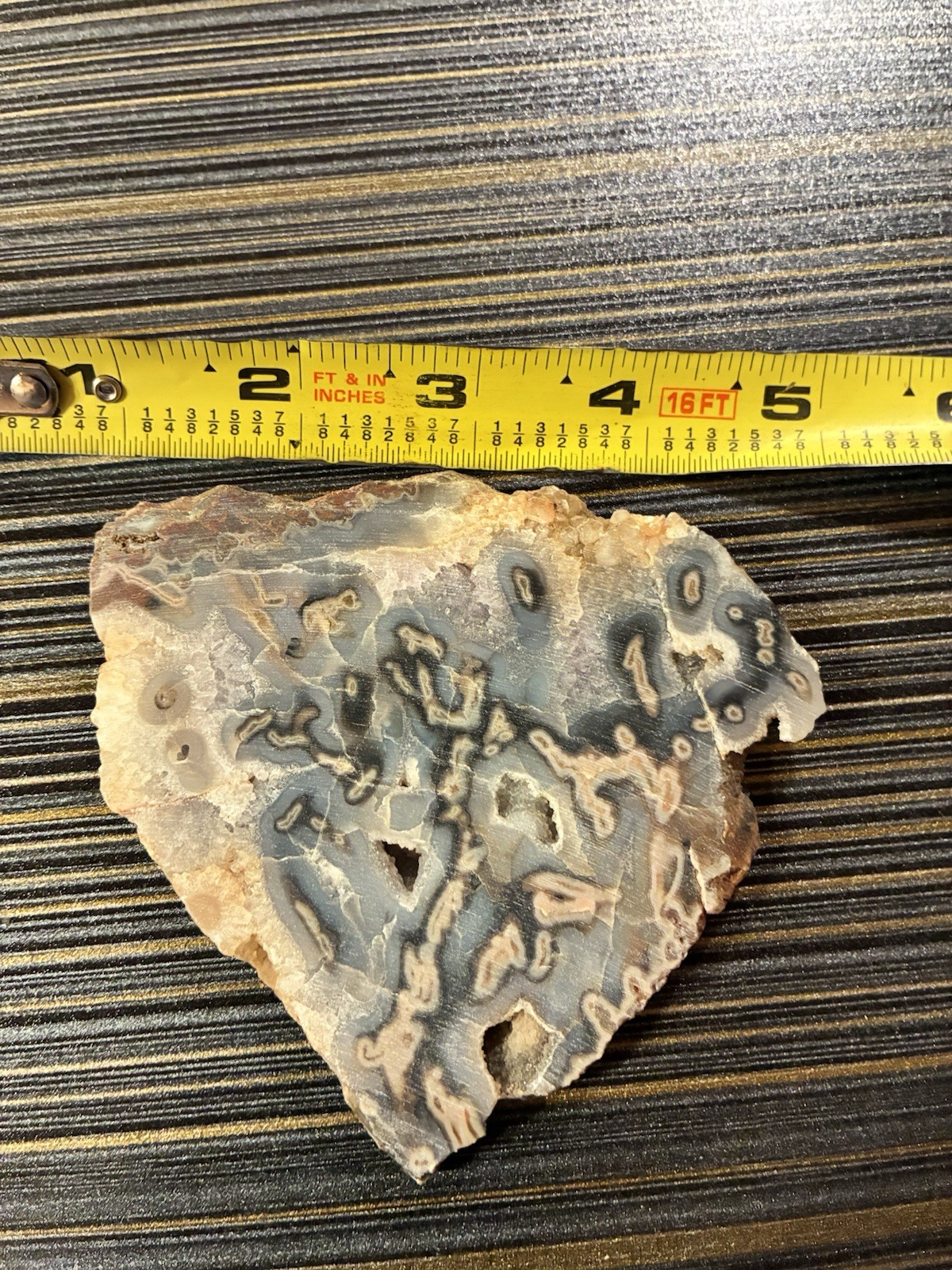 Kentucky Agate, Cut On Both Side, Crystal, Gray And Dark Blue 3.5×3.75”