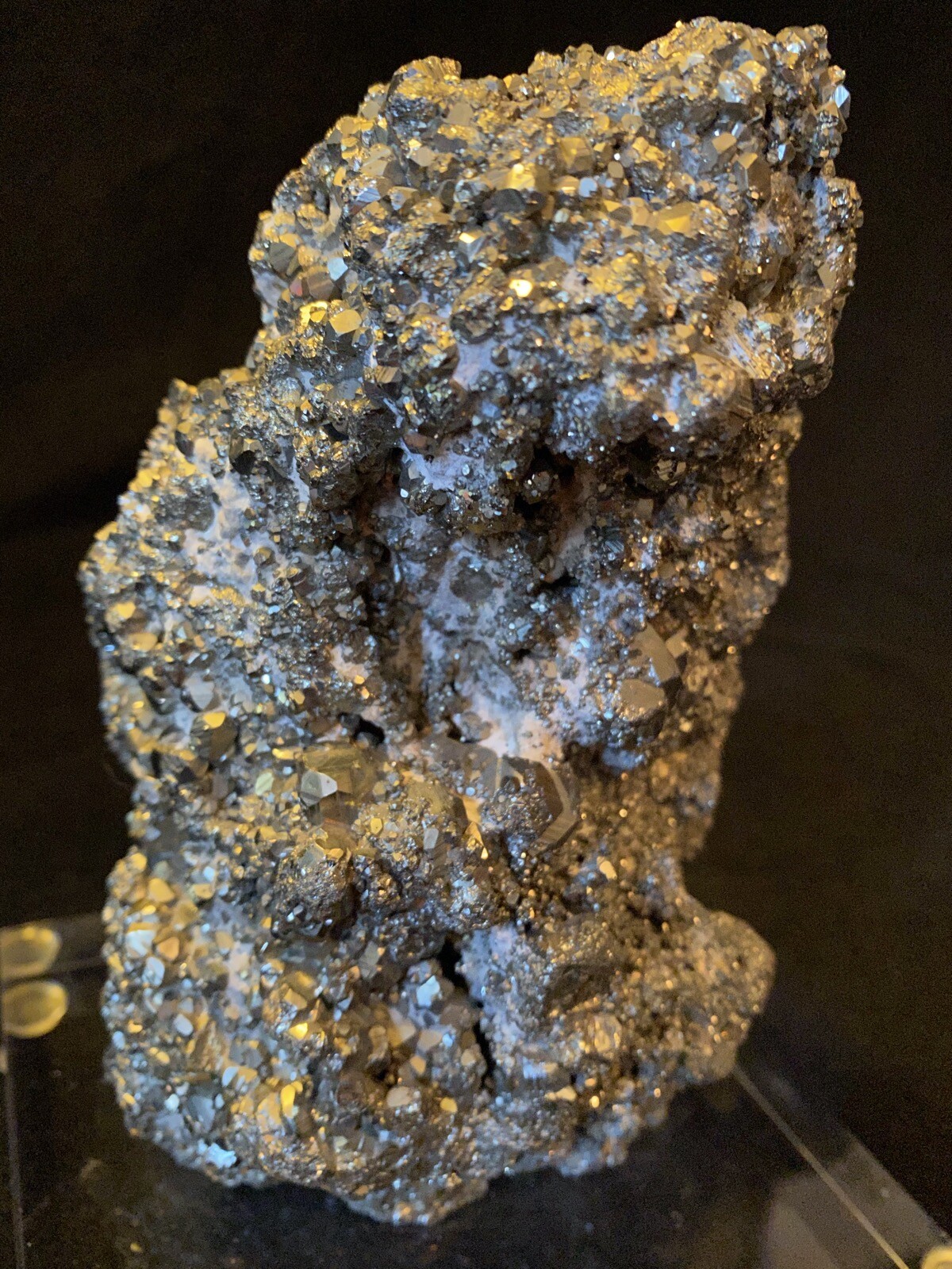 Pyrite Specimen Mounted on Lucite Base Fools Gold From Peru From the Earth 5lbs