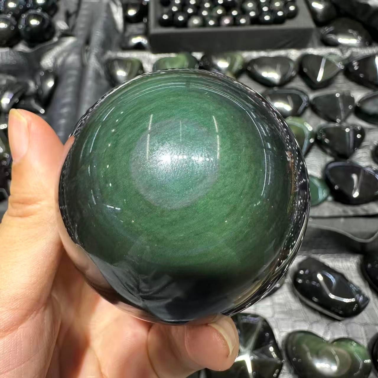 1pc Natural Rainbow Obsidian Quartz Carved Sphere Crystal Ball Reiki Decor