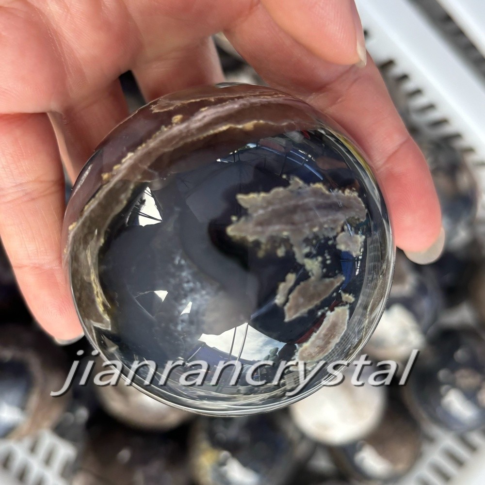 200g+ Volcanic agate sphere crystal ball home decoration fluorescent sphere 1pc