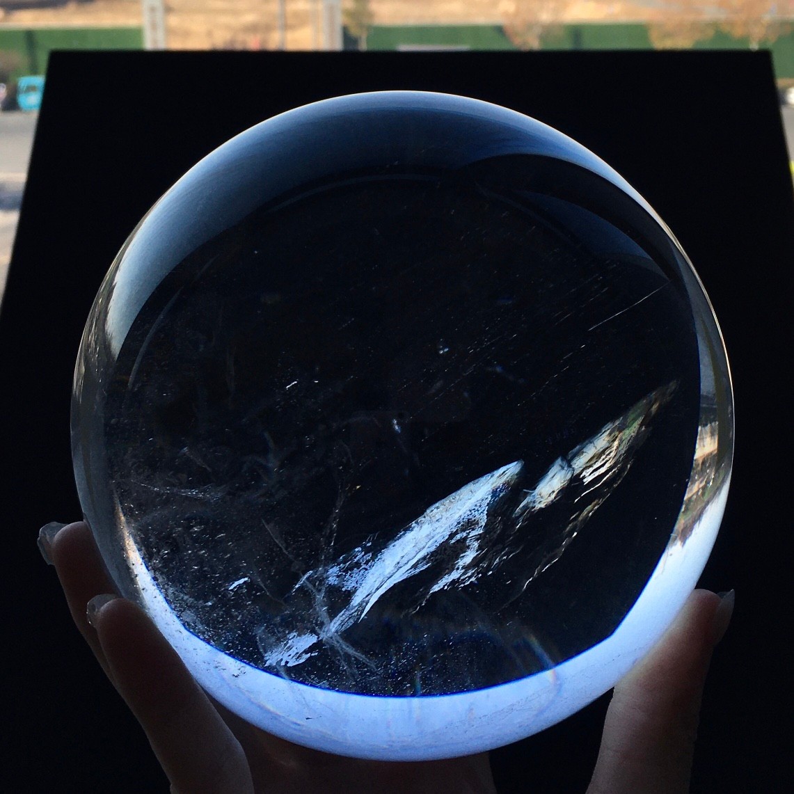 7.9LB Natural Amethyst Sphere Crystal Ball with Wood Stand Healing Feng Shui Dec
