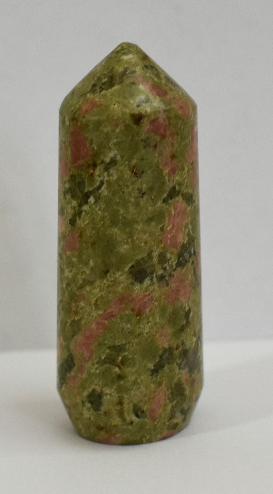 Unakite Tower Natural Green Pink North Carolina USA Olivine Crystals Hand Craved