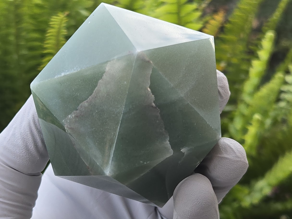 Green Aventurine Carved Geometric Icosahedron Large (60 to 70 mm) Decorative