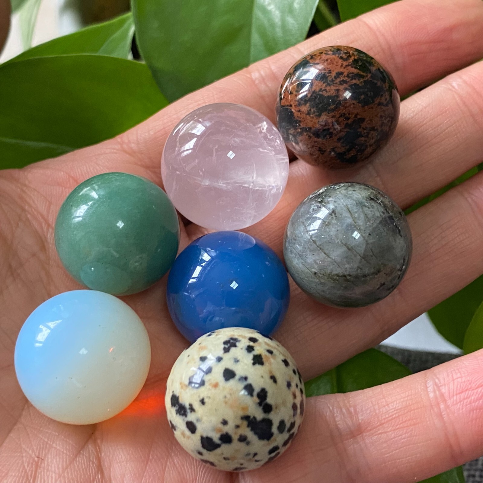 TOP Natural a lot Quartz Seven star array Sphere Quartz Crystal Reiki+stand 1PC