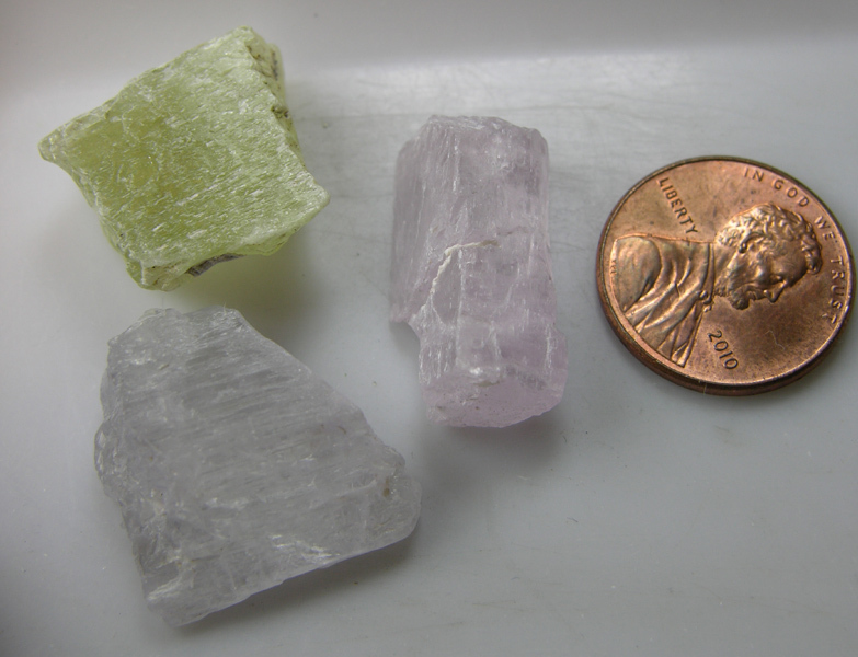 80.00Ct or 16.00g Afghan Natural Rough Uncut 3 Color Kunzite Crystal Specimens