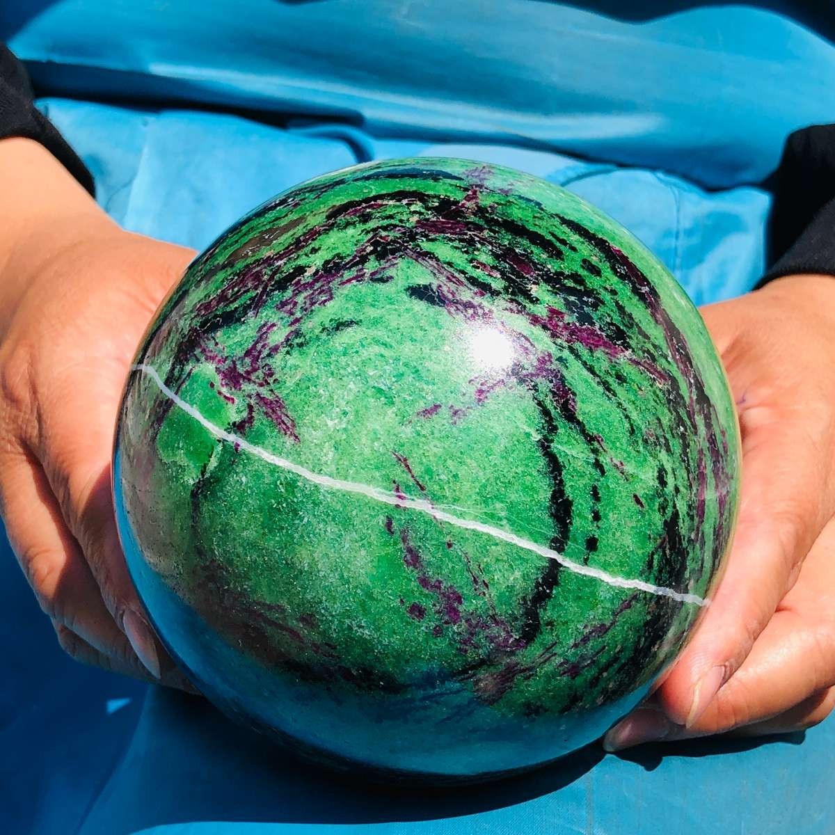 5.67 LB Large Natural Ruby Zoisite Sphere Crystal Healing Stone Specimen 5158