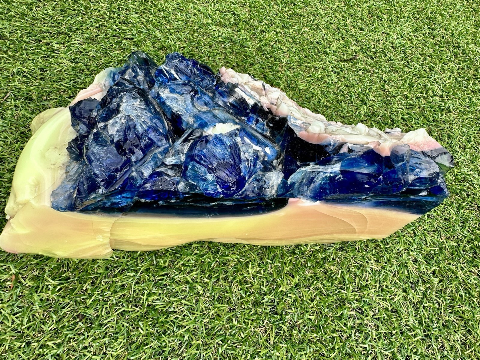 Stunning Uranium Slag Glass Cullet Mixed Blue Yellow Orange HOUZER Rock Overpour