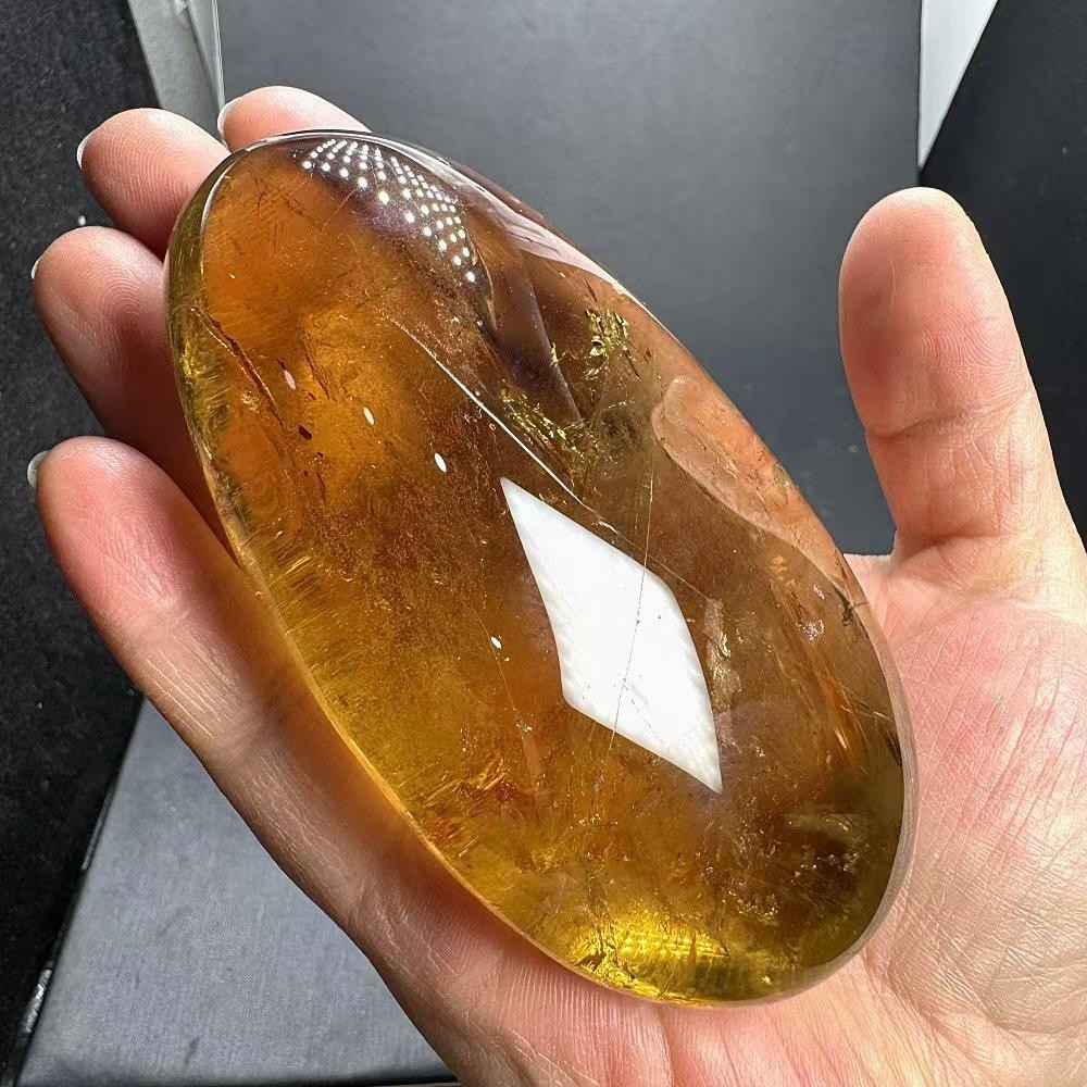 352g Natural Citrine Quartz Carved Palm Polished Crystal Reiki Healing