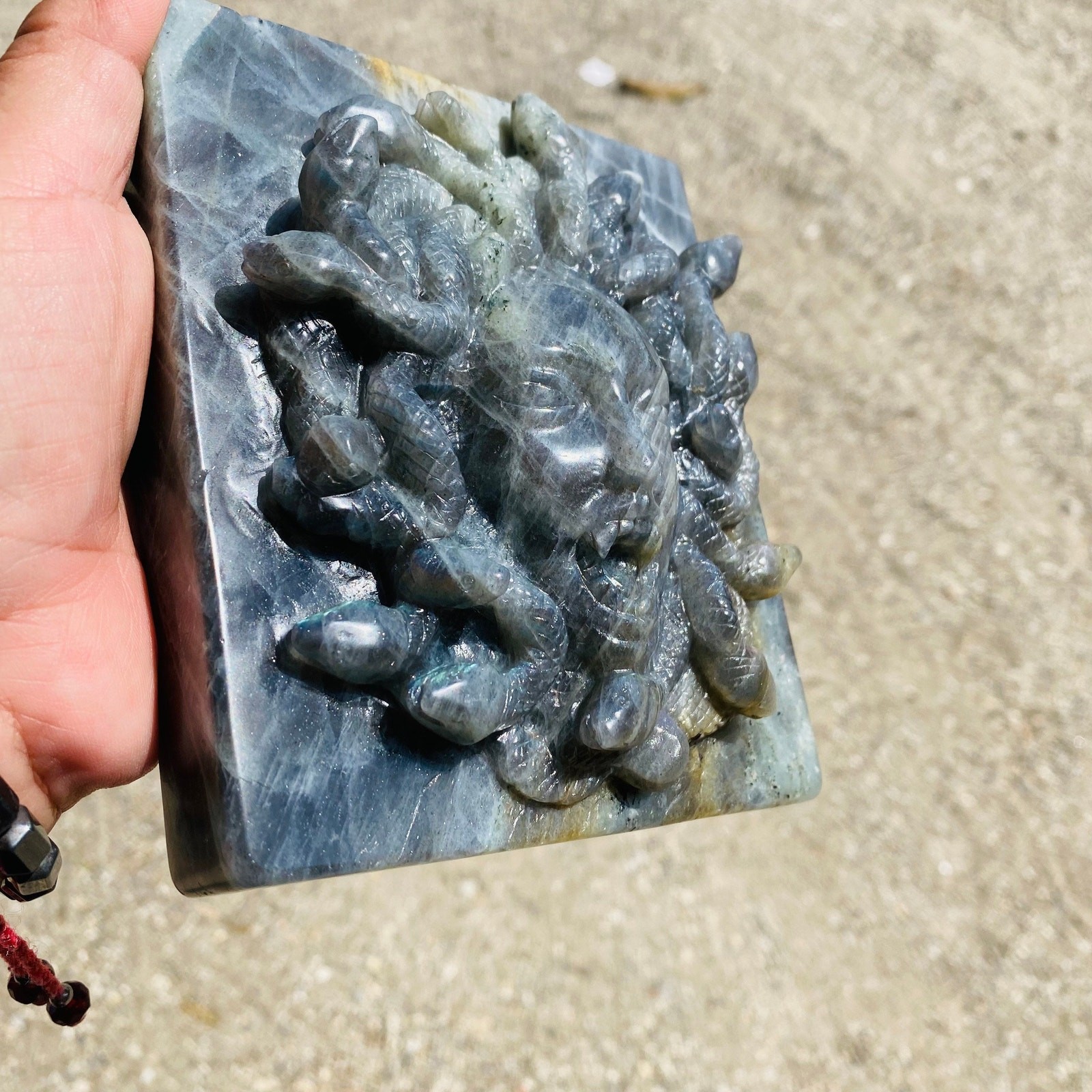 Beautiful Labradorite Medusa Carving. Over 2kg!