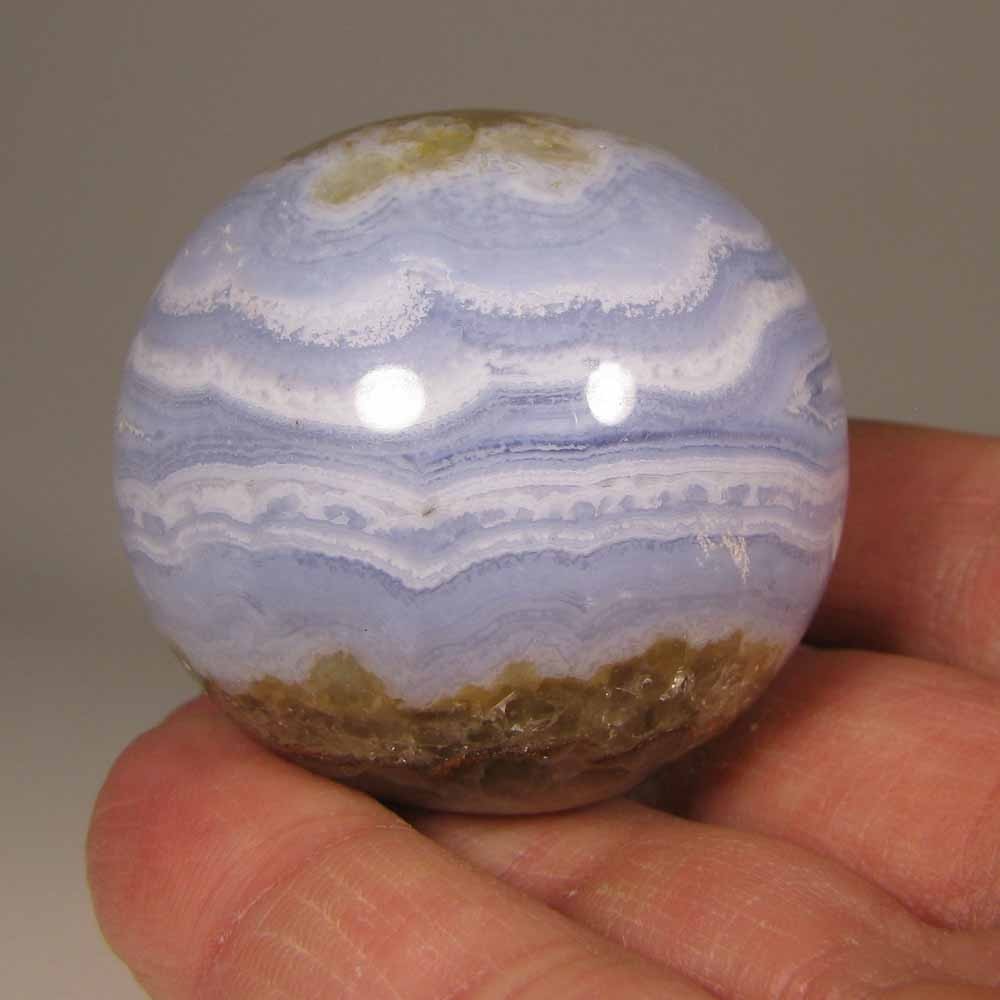 45mm BLUE LACE AGATE Polished Gemstone Sphere Ball w/ Stand – Namibia