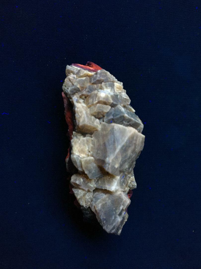 KB: BRIGHT! FL YELLOW/WHITE & RED CALCITE XLS. SW & PHOS., STRONTIAN, SCOTLAND