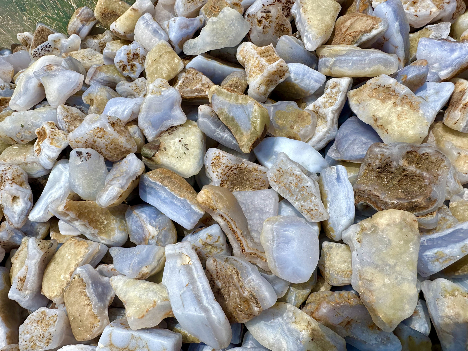 Blue Chalcedony (Tumbled, not Polished), Natural Chalcedony from Namibia