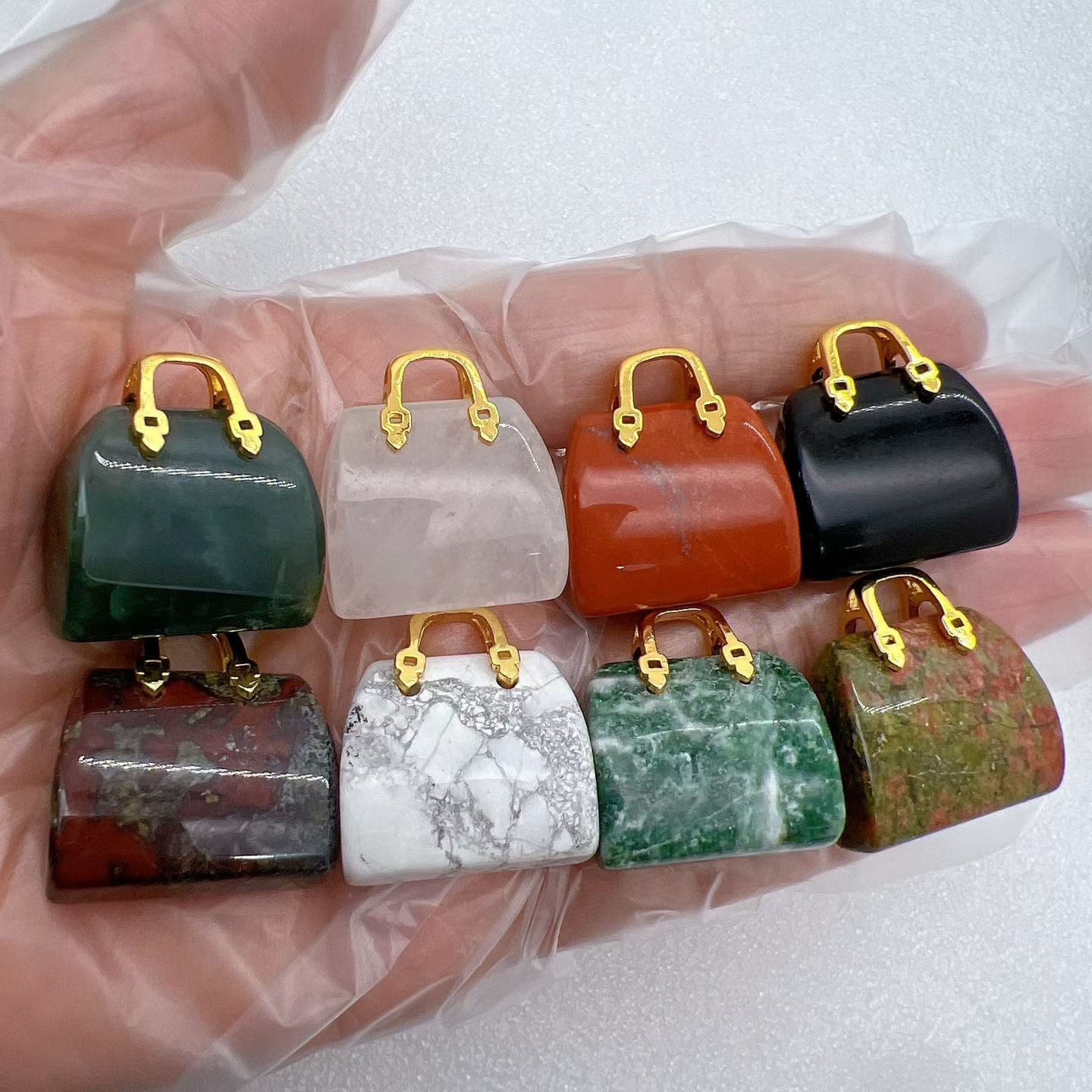 10pc Natural Mixed quartz Carved Small bag crystal reiki healing gift Random