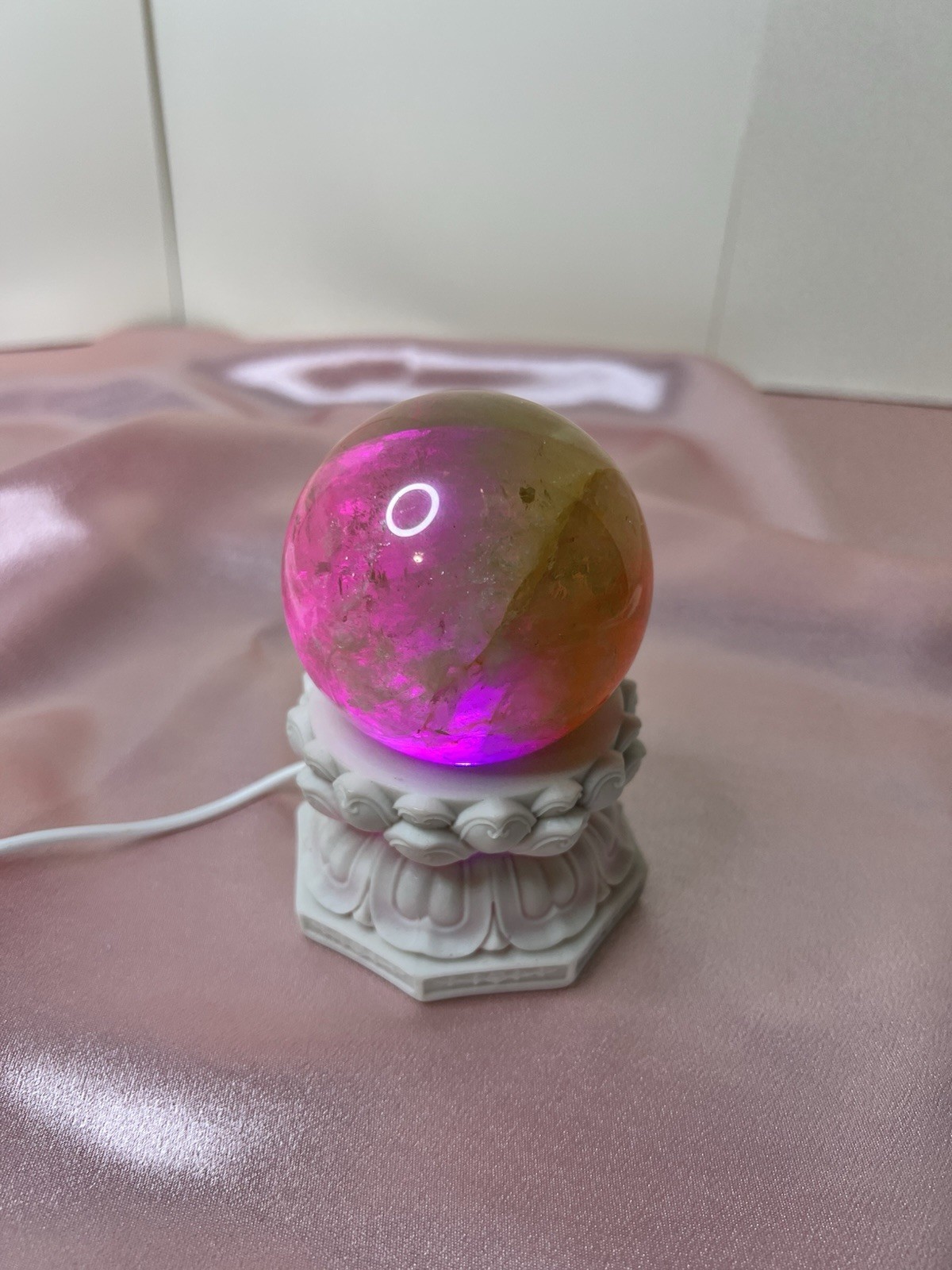 Citrine Crystal Sphere With Stand Light