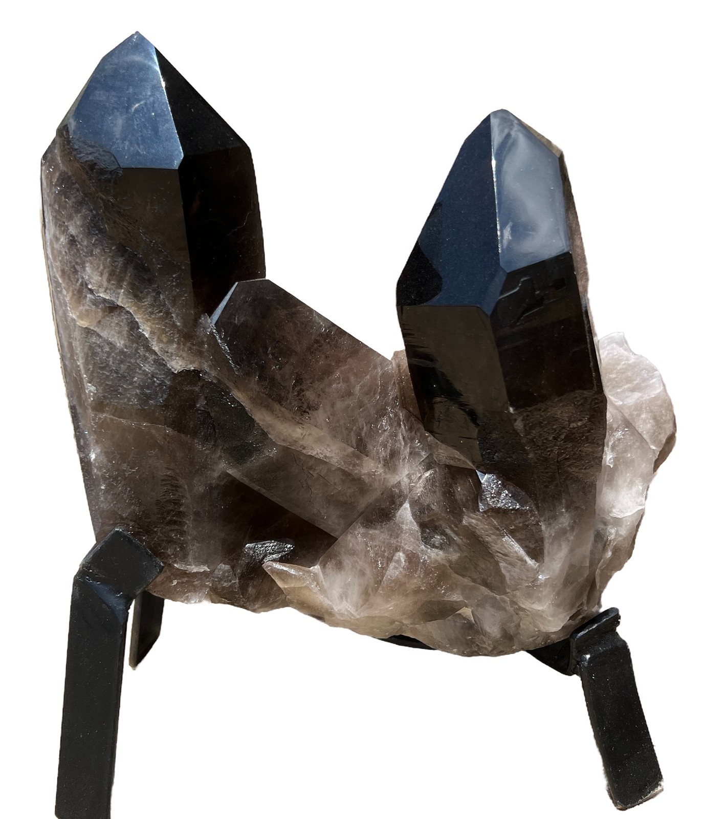Smoky Quartz on Metal Stand – No.2, Natural Smoky Quartz from Brazil